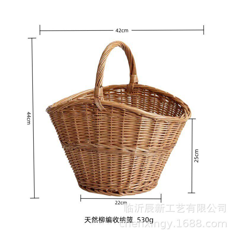 藤编花篮手工编织加粗篮子花店家具园艺杂货店水果收纳篮柳条篮