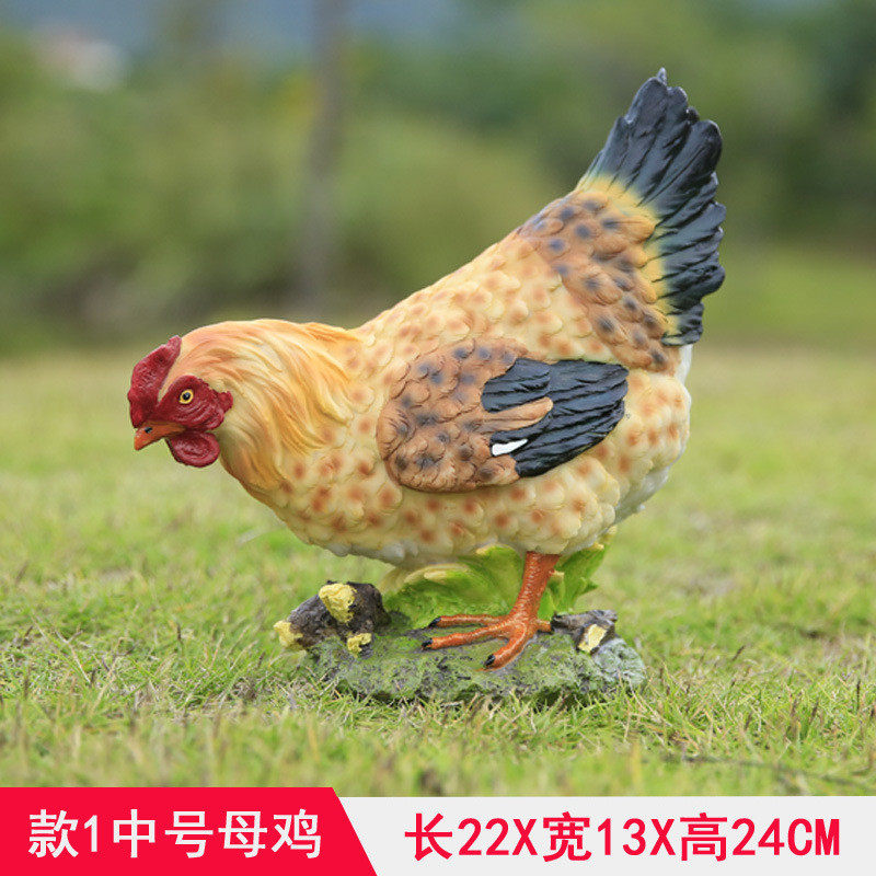仿真雕塑母鸡公鸡庭院农场动物幼儿园别墅装饰工艺品户外摆件模型