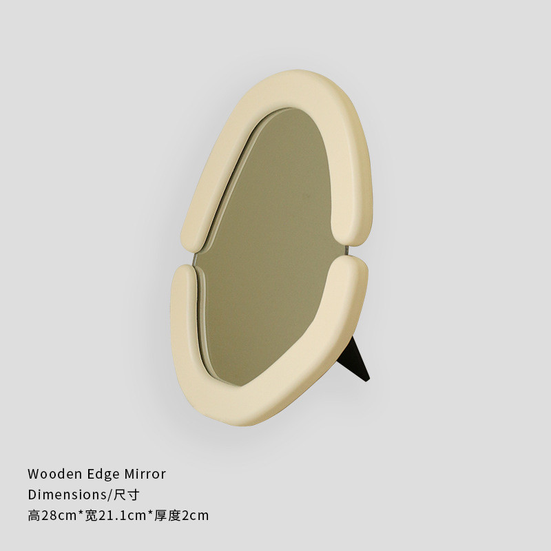 木边镜子实木化妆简约梳妆镜化妆镜复古办公室折叠可便携台式镜子