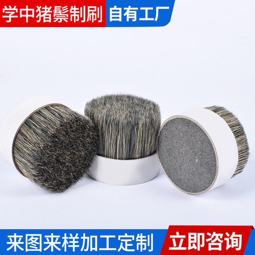 工厂销售花掺丝猪鬃抛光动物毛刷油漆猪鬃刷花色圆盘无柄刷批发