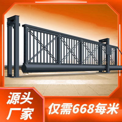 悬浮门电动大门铝合金无轨直线平移门小区公园工厂自动直线伸缩门