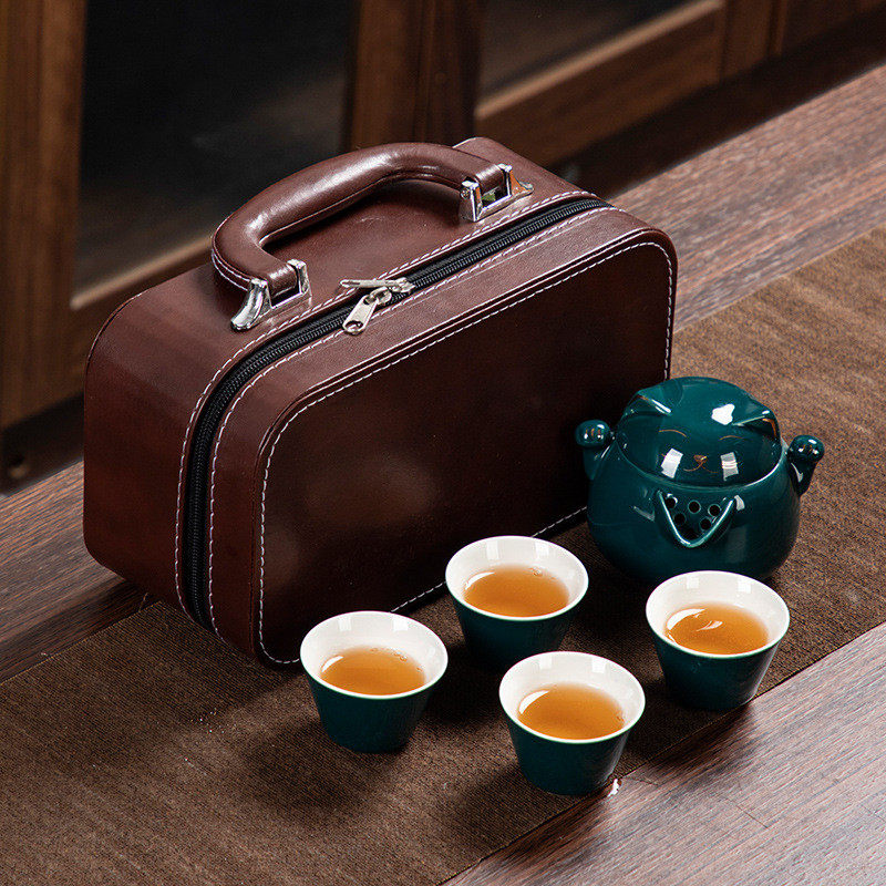 旅行茶具套装四杯户外便携式泡茶壶一壶家用陶瓷商务礼品茶具,餐饮具,功夫茶具,淘宝优惠券,粉丝福利购,淘宝优惠卷