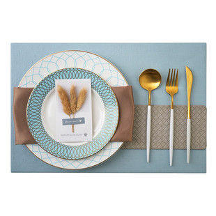 和庭家居现代简约皮革西餐垫轻奢防水防油桌垫厚隔热垫样板房餐垫