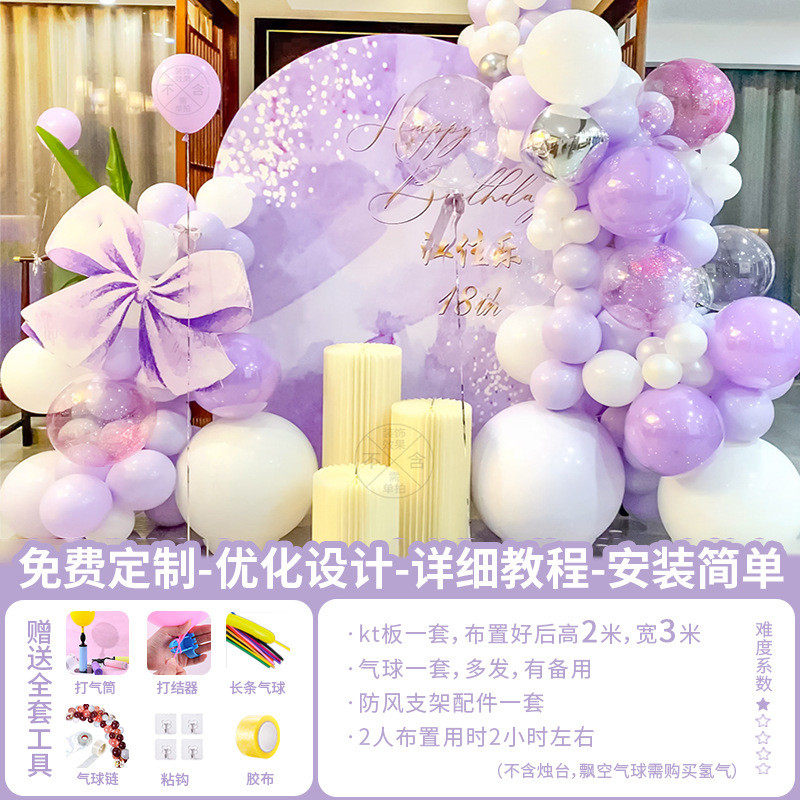 生日布置成人礼18岁女神男神网红高级ins气球派对背景墙装饰kt板
