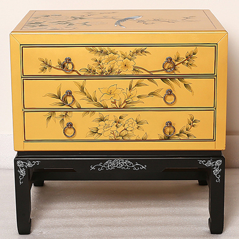 热销扬州漆器厂厂家销售彩绘漆艺双尺寸收纳柜玄关柜制作抽整装手