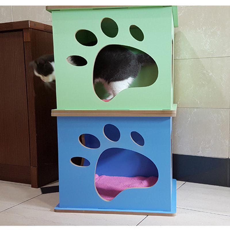 户外室内猫狗窝木质狗屋猫窝宠物狗窝宠物窝猫产房舍送绒垫