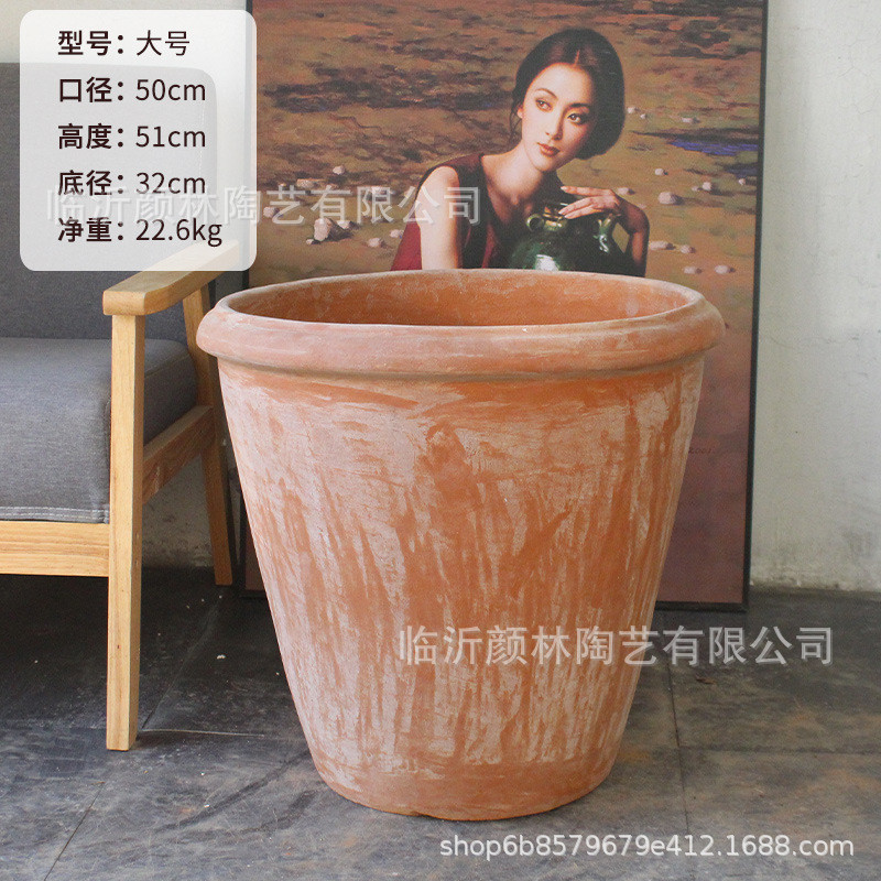 供应盆现货大口出口大码栽树盆复古庭院红陶盆粗陶美式乡村景观盆