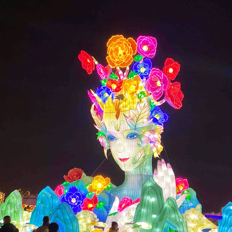 花神节日手工花灯制作彩灯设计传统商业街夜景大型花灯市政亮化