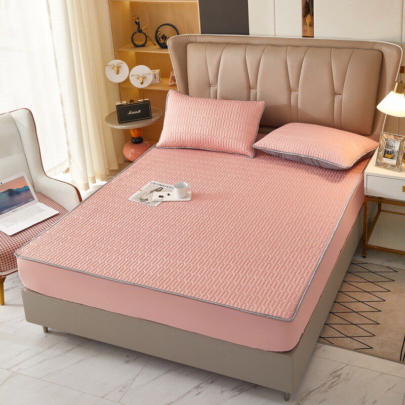 定制批发感凉夏季丝乳胶纯色床笠三件套空调乳胶软凉席床垫保护罩