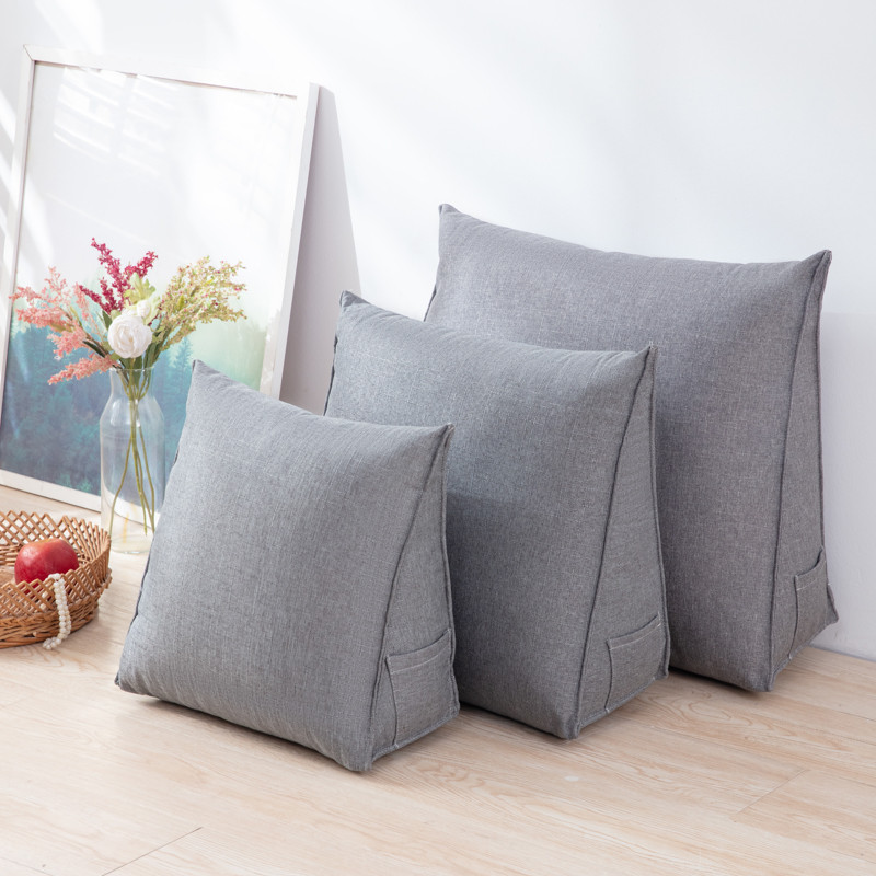 eq4f床头墙角沙发靠枕可拆洗办公室腰枕含芯麻布飘窗三角靠垫靠垫