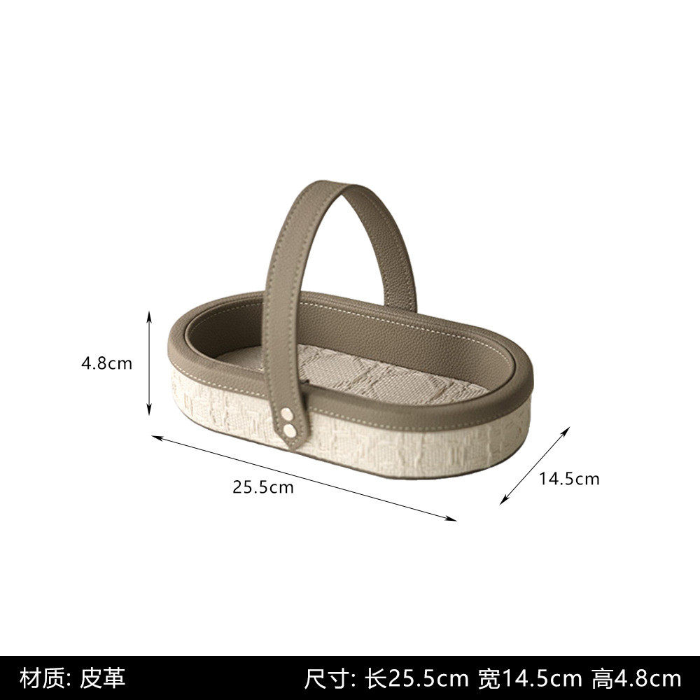 中古法式收纳盒布艺皮质客厅桌面置物篮玄关收纳杂物装饰首饰盒子