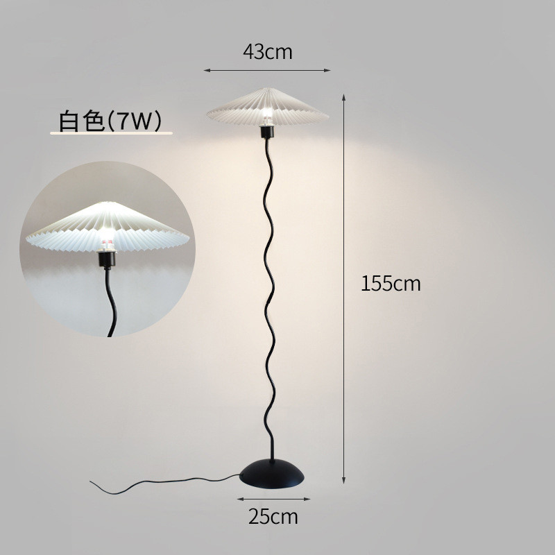 落地灯中古百褶灯客厅沙发灯具北欧简约现代创意卧室床头氛围台灯