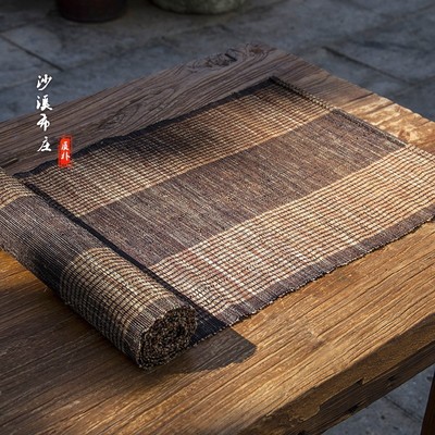 日式手工干泡茶席布麻类桌布浅棕色古风桌禅意茶席苎麻装饰新款