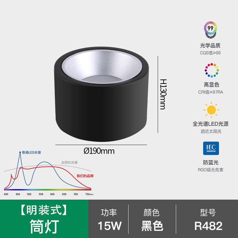 led明装筒灯吸顶小圆灯深杯开孔光免防眩店铺商用工程圆筒过道灯