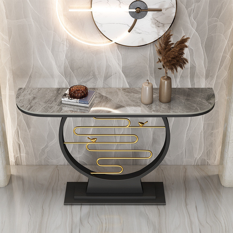 北欧风简约岩板端家用入户条案桌轻奢酒店民宿靠墙创意玄关桌景台