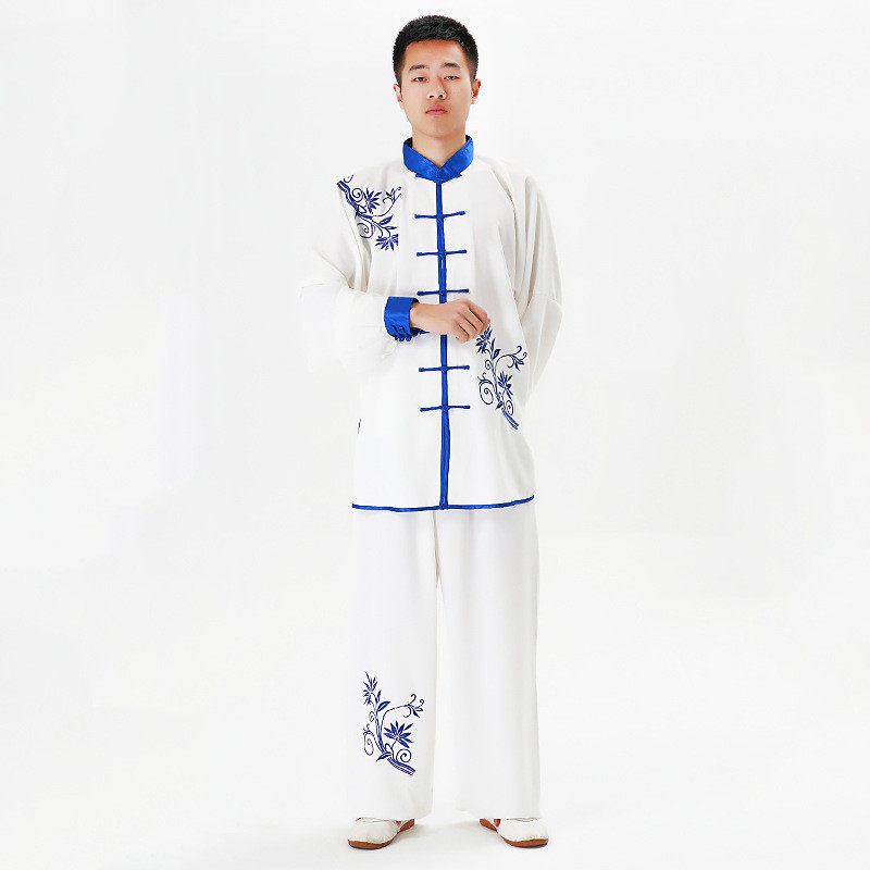 宏极新款批发现货嘉嘉棉青花瓷刺绣太极服练功服武术比赛服男女