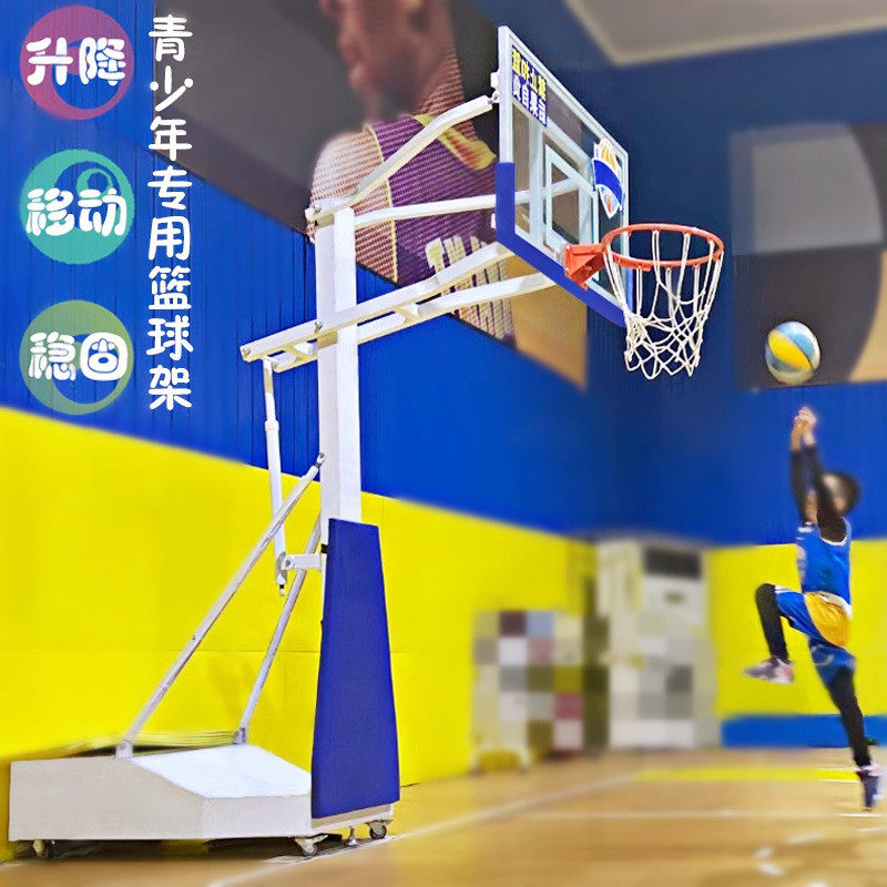 可家用可升降训练室儿童篮球架内移动调节仿液压篮球架篮球板图案
