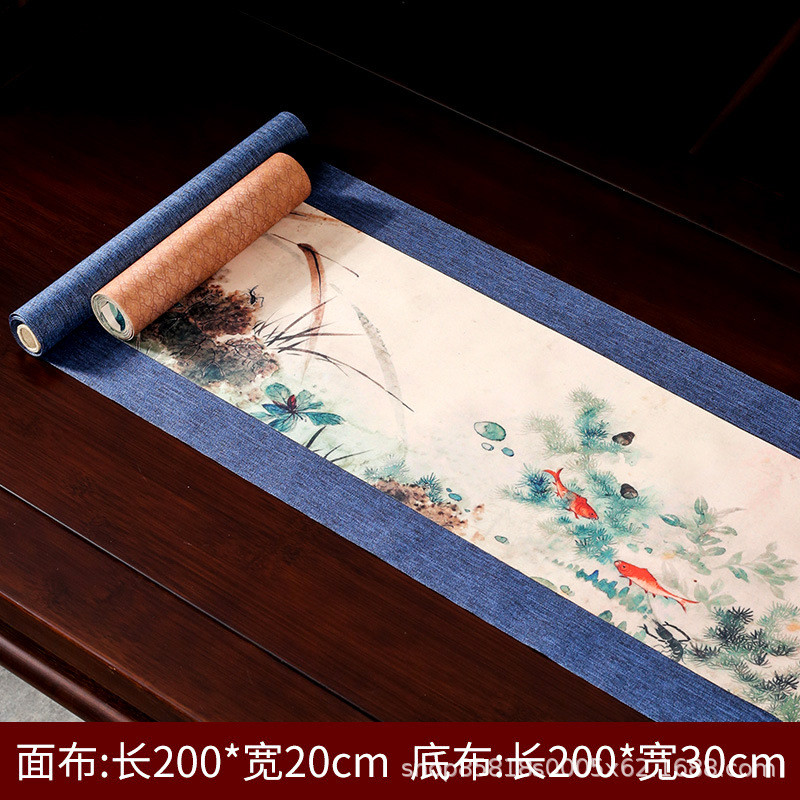 中式茶桌防水茶席家用中国风棉麻锦绒桌旗禅意布茶垫布艺茶桌席