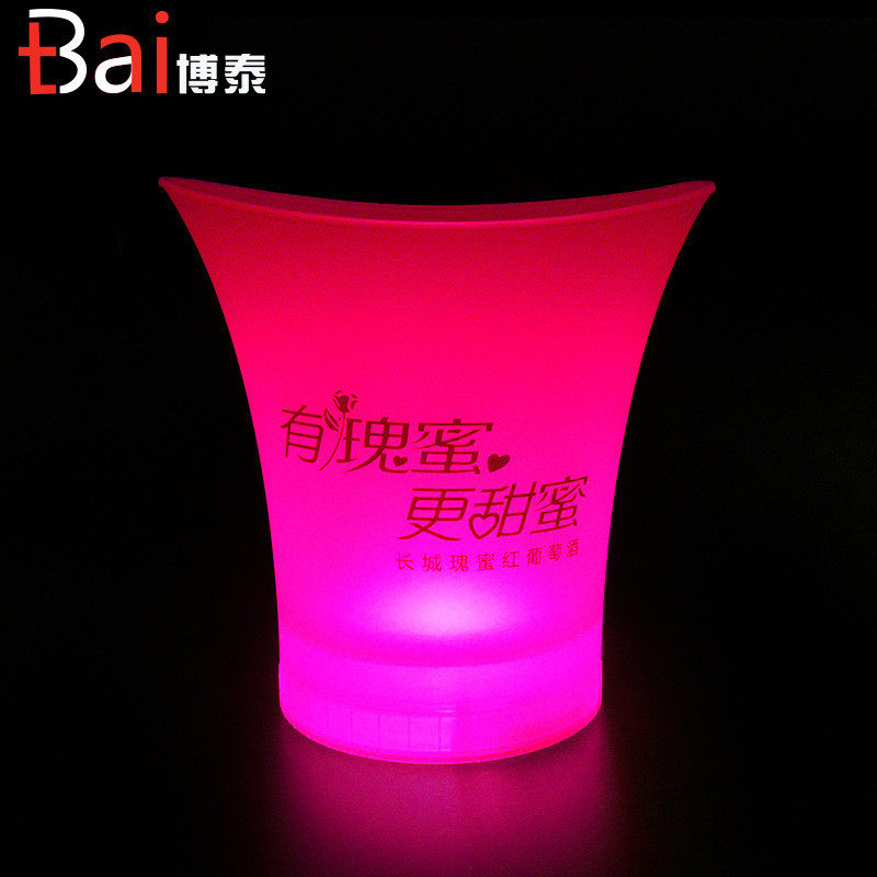 工厂led发光充电摔冰桶圆形透明塑料红酒香槟冰酒器抗冰酒桶