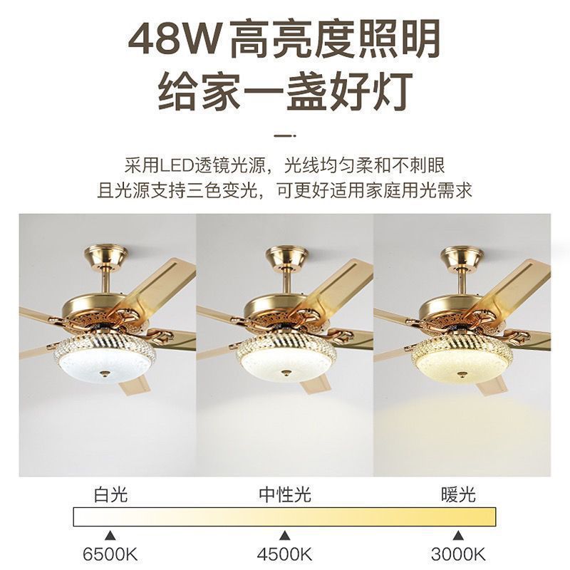 吊扇灯餐厅风扇灯家用客厅卧室简约现代大风力静音带电风扇的吊灯