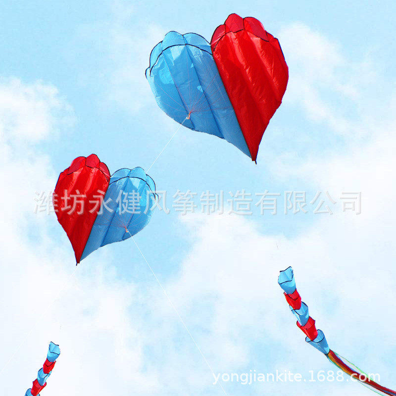 风筝永健软体爱心潍坊风筝线轮成人心连心风筝微风易飞易携带