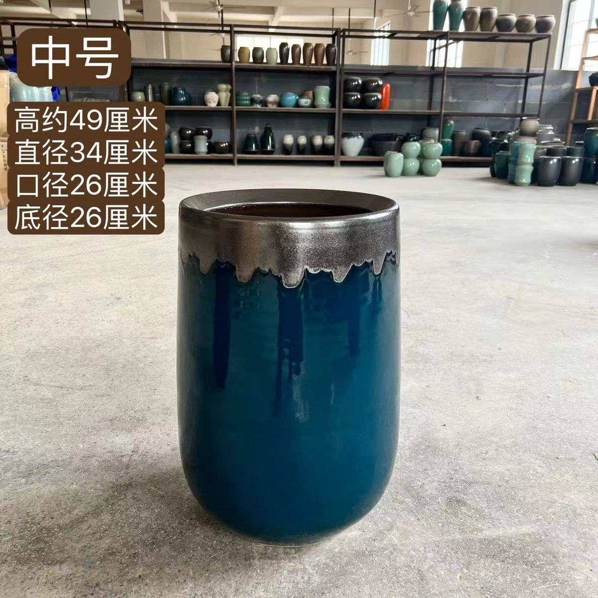 景德镇北欧花瓶创意现代落地简约轻奢家用客厅陶瓷大口径花盆组合