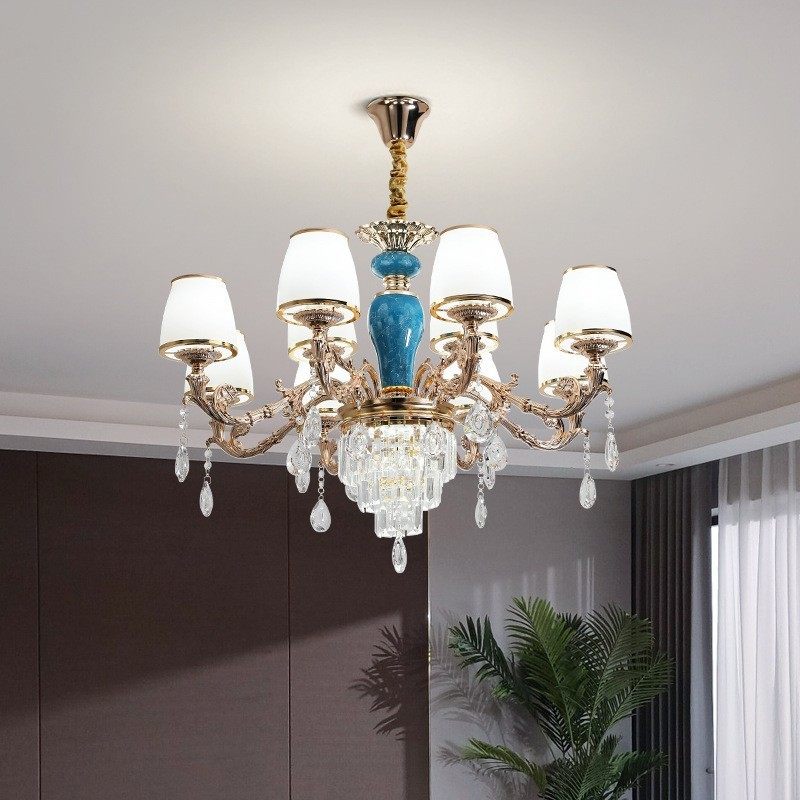 热销乔源灯饰新款灯具轻奢水晶吊灯锌合金欧式客厅餐厅卧室灯简欧,家装灯饰光源,餐厅吊灯,淘宝优惠券,粉丝福利购,淘宝优惠卷