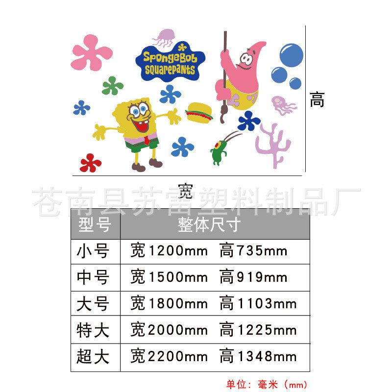 海绵宝宝卡通3d立体墙贴画幼儿园墙面装饰儿童房卧室墙壁装饰贴纸,家居饰品,软装墙贴,淘宝优惠券,粉丝福利购,淘宝优惠卷