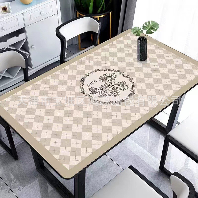 北欧轻奢餐桌垫防水防油pvc桌布免洗硅胶隔热垫轻奢高级感茶几布
