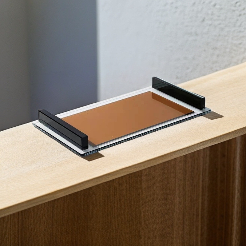 热销简约现代桌面玻璃透明矩形托盘摆件展示盘饰品茶几样板房软装