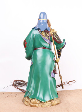 杨铜厂家记批发铜关公烧色关公立彩绘关公工艺品家居办公摆件