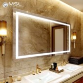 智能浴室镜带灯镜除雾发光酒店别墅卫生间挂墙式 触摸屏led镜