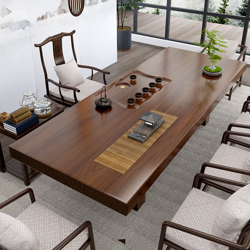 新中式实木茶桌全套办公室泡茶桌椅组合接待茶台家用原木禅意会客