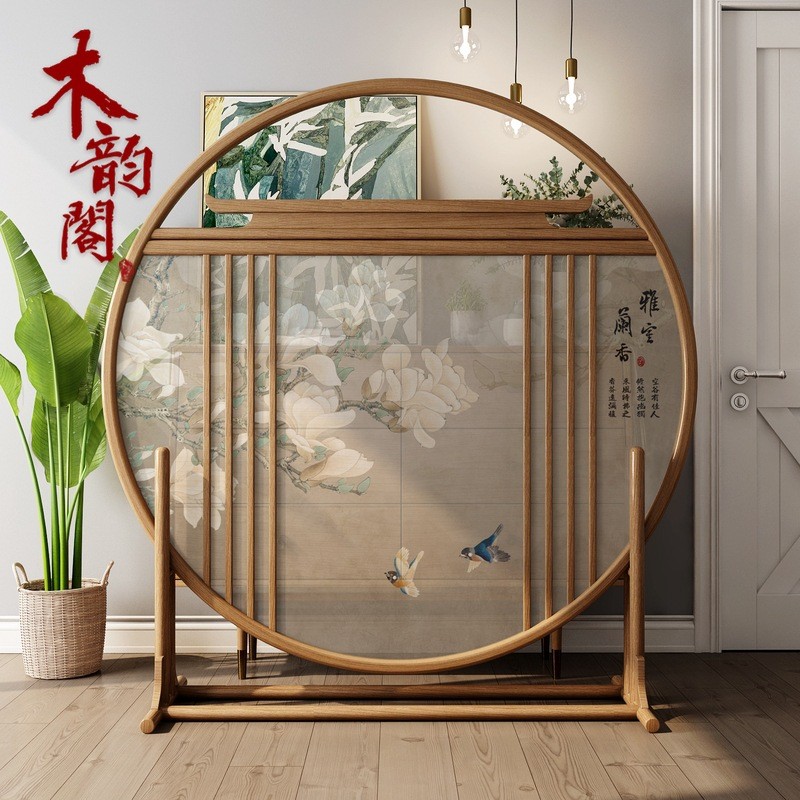 新中式屏风隔断客厅卧室遮挡家用实木小户型简约现代移动座屏时尚