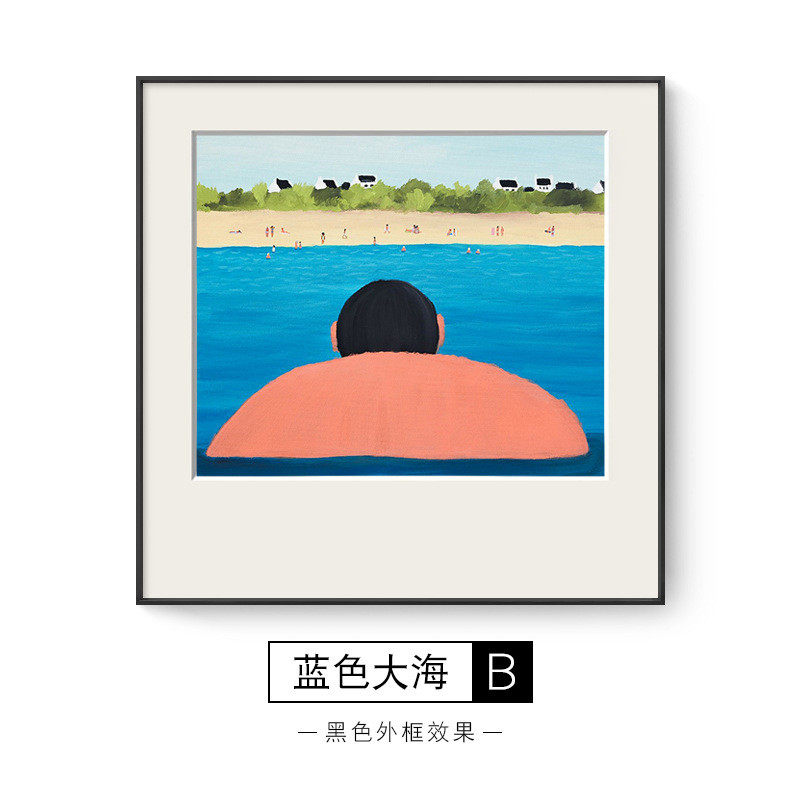 小众大师艺术画北欧风格客厅装饰画清新餐厅挂画壁画蓝色大海风景