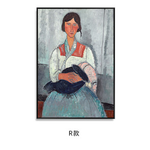 莫迪里阿尼人像古典工作室装饰画名画油画现代酒店挂画世界艺术家