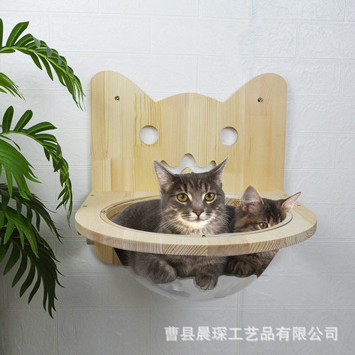 墙猫吊床实木壁式挂窝宠物透明太空舱猫窝悬挂吊床四季通用