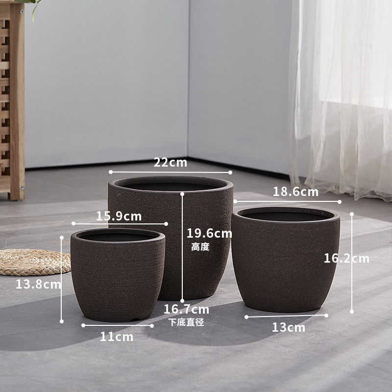 大号紫砂透气花盆客厅户外庭院园林绿植盆栽大口径粗陶罐落地式