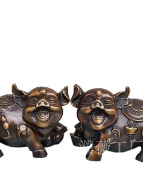 仿古铜猪生肖猪摆件居家铜铜十二生肖猪猪客厅工艺品新婚礼品铜器