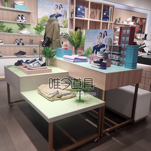 定制加工亚克力橱窗陈列架道具流水台装饰中岛门店鞋包展示台设计