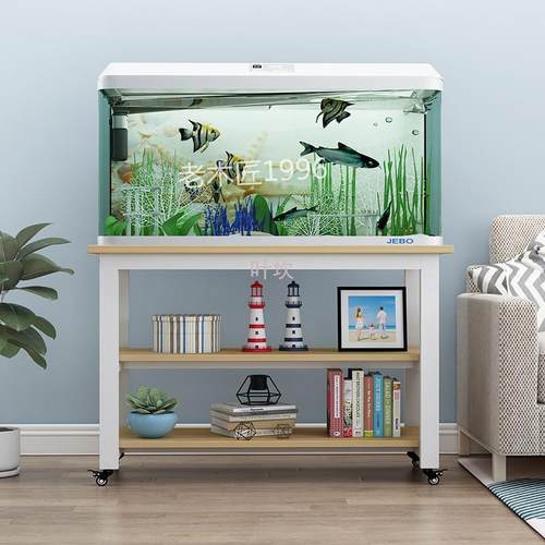 y禊3鱼缸架子底座带滑轮可移动鱼缸简约金属龟缸桌草缸架客厅柜子