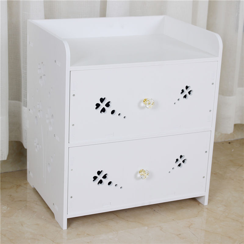 床头柜简约镂空雕花床边柜储物收纳柜卧室白色床头柜欧式