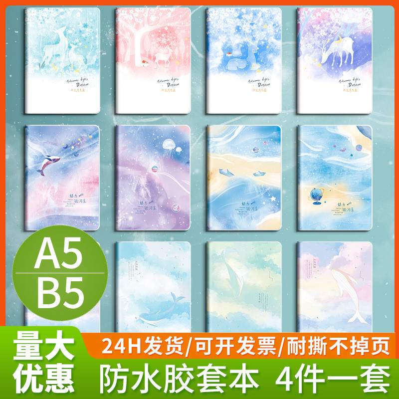 b5胶套本笔记本子批发a5学生加厚可爱风笔记本软皮日记本作业本