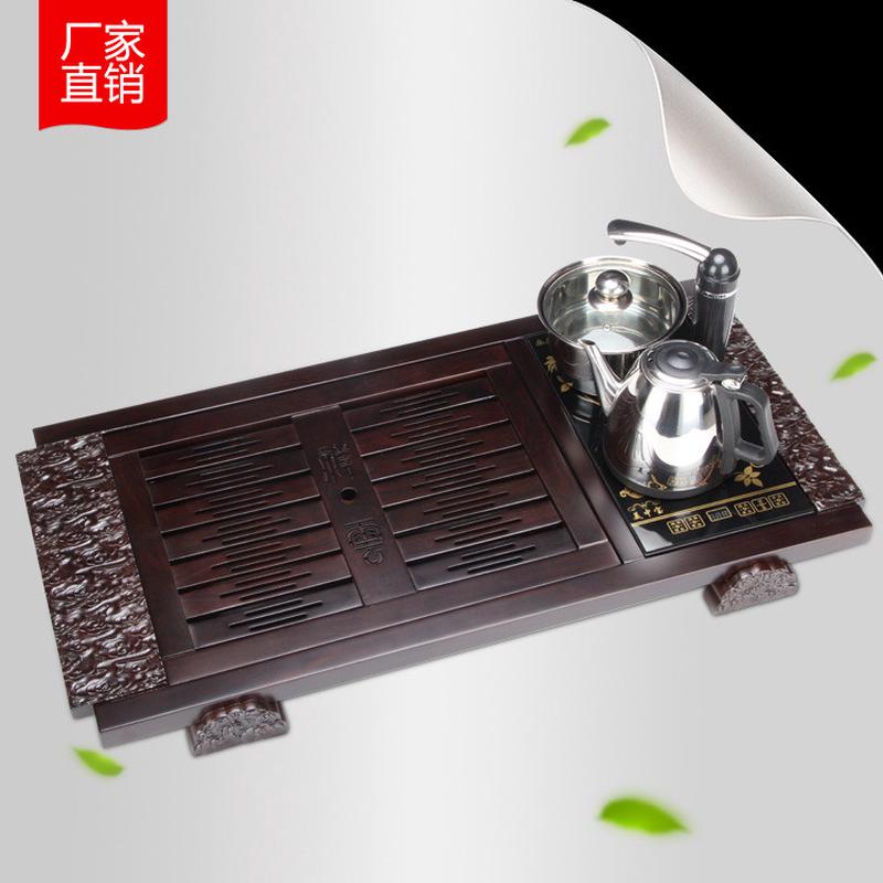 热销木制三合一茶具套装复古黑檀木智能触摸控制自动上水套装茶托