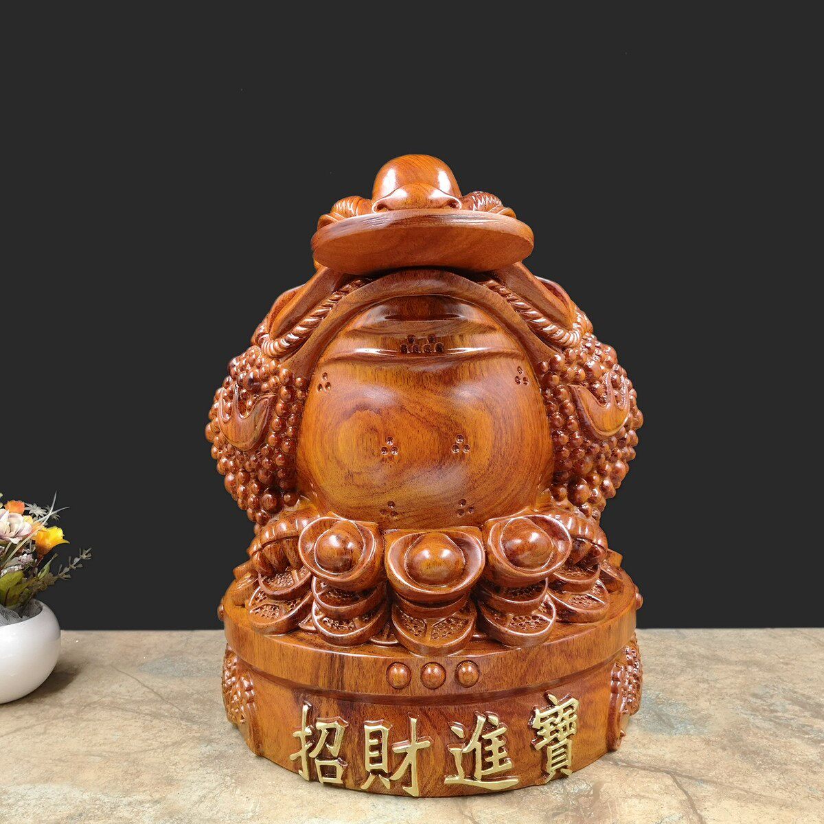 黑檀金蟾木雕大摆件实木工艺礼品动物装饰品创意家居客厅蟾蜍