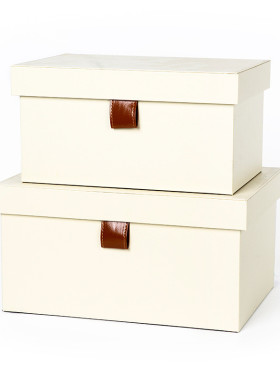 新中式样板房皮质收纳箱收纳盒衣柜整理箱衣帽间软装饰品摆件道具