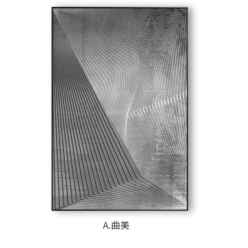 落地黑白灰工业风装饰画客厅沙发背景墙玄关挂画超大气现代巨幅画