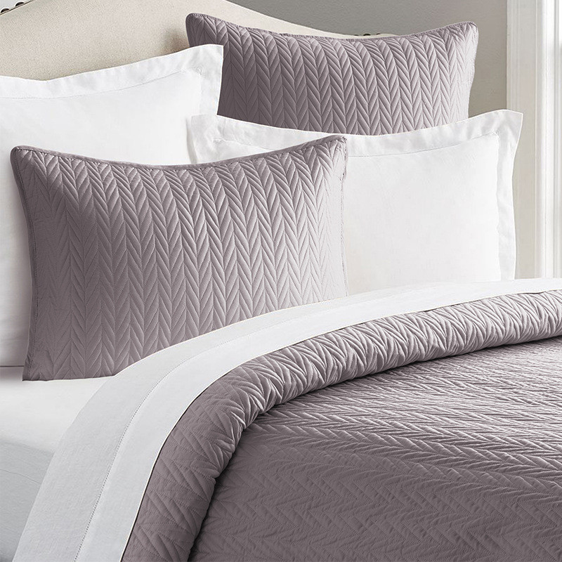 1vpk春秋欧式素色磨毛床罩缝床盖三件套夹棉薄被床品绗空调被多件