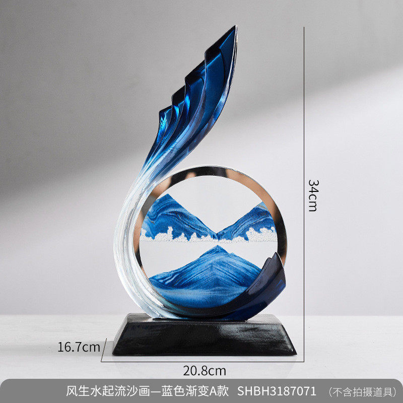 透明树脂风生水电视柜流沙画新中式创意摆件家居装饰起酒柜办公室