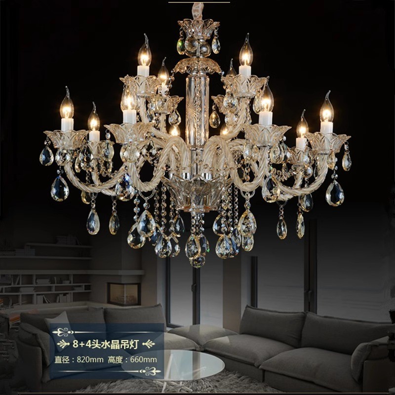 欧式客厅水晶吊灯奢华酒店别墅餐厅灯家用大气卧室书房led蜡烛灯